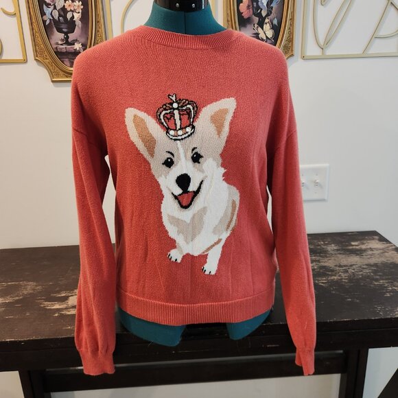 Time and Tru Sweaters - Orange Corgi Long Sleeve Sweater